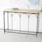 42.5" Black Arched Console Table with Zig Zag Patterned Top and Rattan Accents